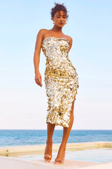 Stay Cute Midi Dress - Gold