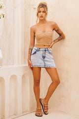 Rock And Free Denim Skirt - Washed Blue