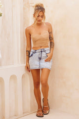 Rock And Free Denim Skirt - Washed Blue