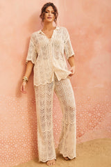 Heat Wave Crochet Pants - Beige