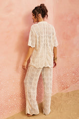 Heat Wave Crochet Pants - Beige