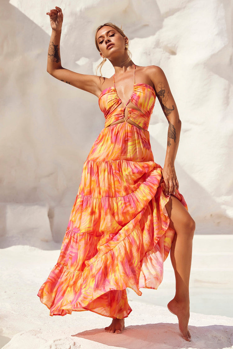 Dreamy Sun Maxi Dress - Orange Multi