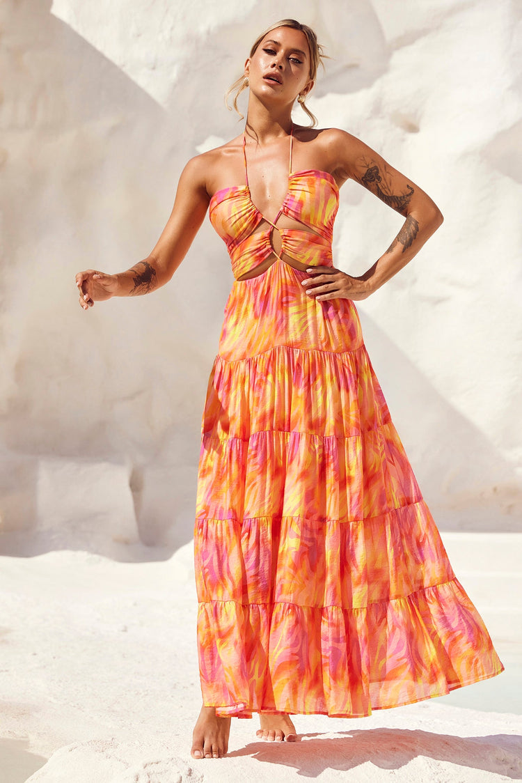 Dreamy Sun Maxi Dress - Orange Multi