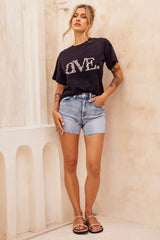 Show Stop Denim Shorts - Washed Blue