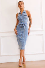 Roadhouse Midi Dress - Washed Blue