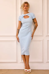 Perfect Rosey Knit Midi Dress - Blue