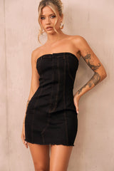 Sunrays Denim Mini Dress - Black