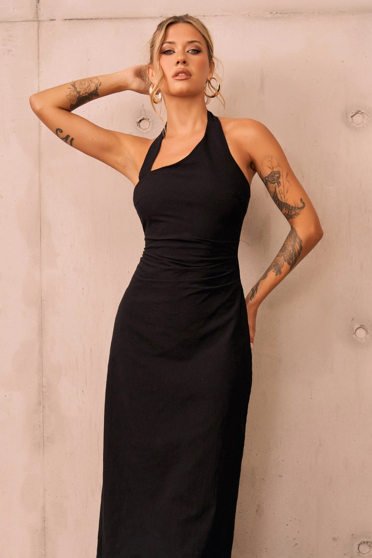 Shot Twist Maxi Dress - Black