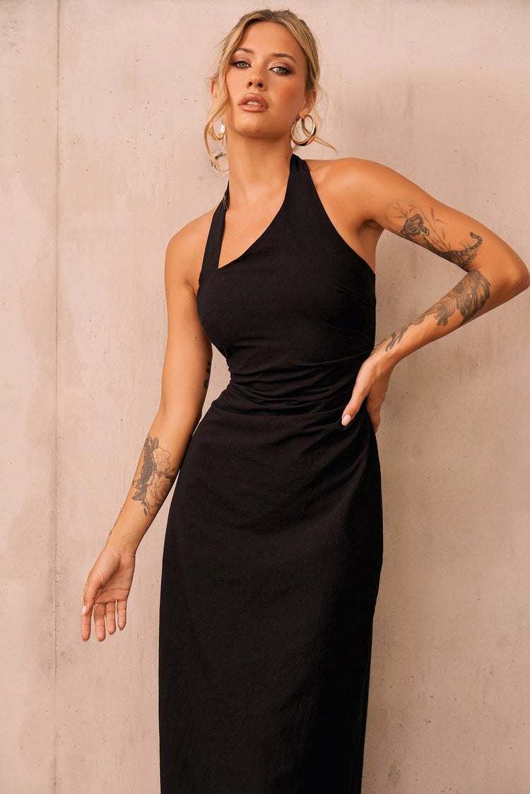 Shot Twist Maxi Dress - Black