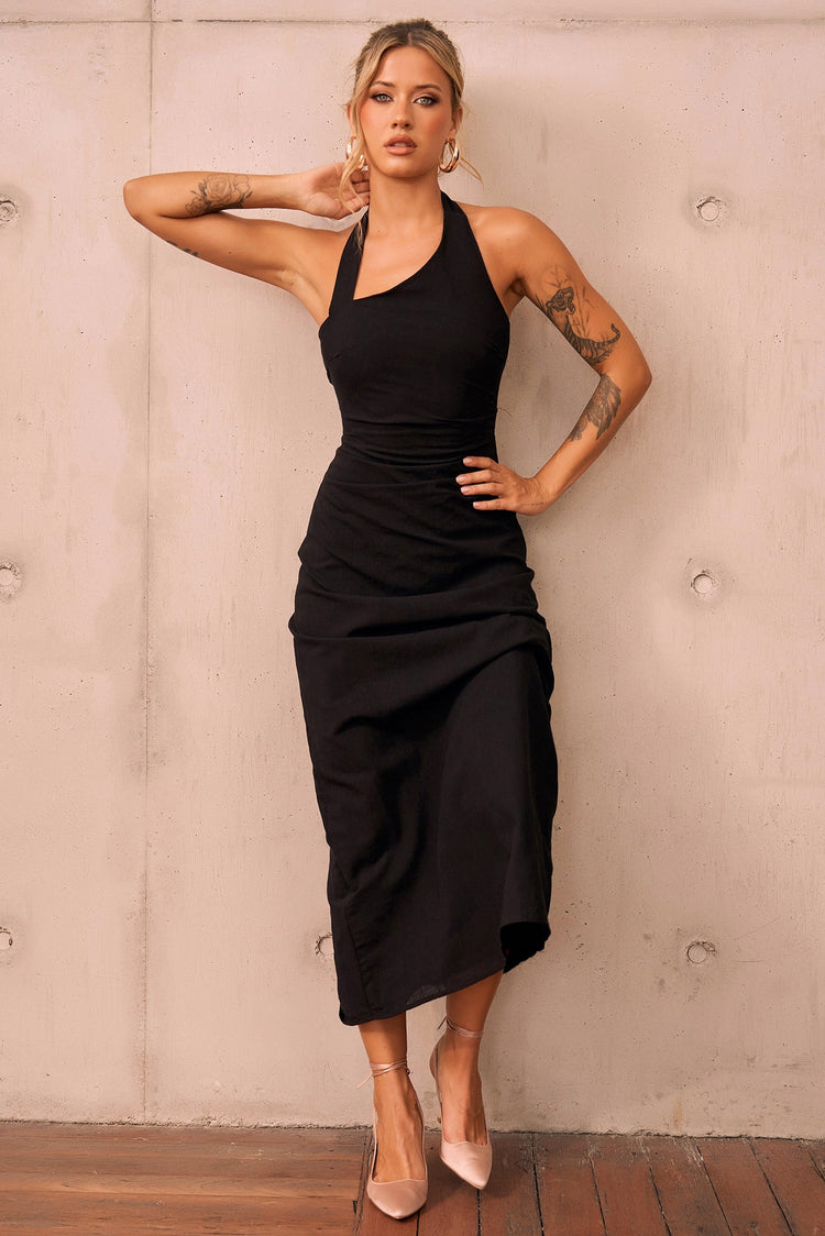 Shot Twist Maxi Dress - Black