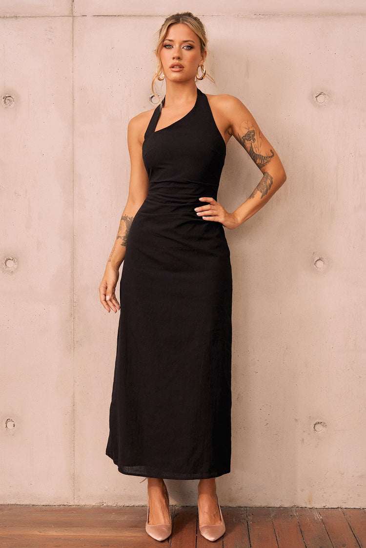 Shot Twist Maxi Dress - Black