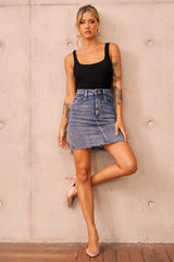 Easy Trust Denim Mini Skirt - Washed Blue