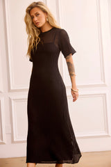 Rosalyn Crochet Maxi Dress - Black