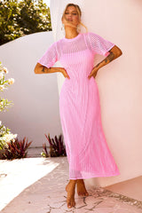 Rosalyn Crochet Maxi Dress - Pink