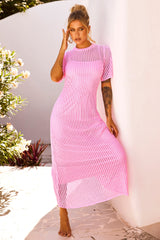 Rosalyn Crochet Maxi Dress - Pink