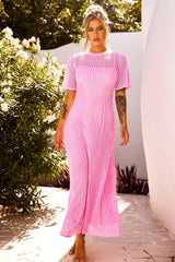 Rosalyn Crochet Maxi Dress - Pink