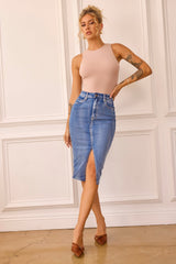 Midnight Sun Denim Midi Skirt - Blue