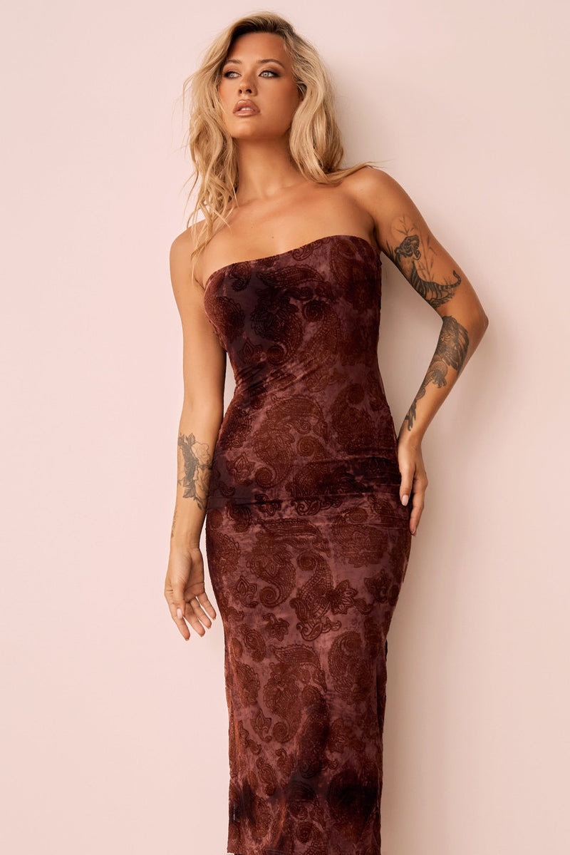 Surprise Moments Midi Dress - Brown