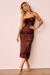 Surprise Moments Midi Dress - Brown