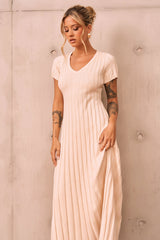 She Made Me Knit Maxi Dress - Beige