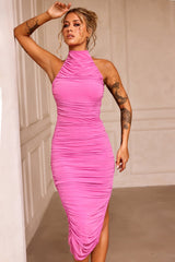 Caught In One Moment Midi Dress - Hot Pink