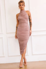 Caught In One Moment Midi Dress - Mocha