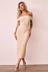 Hannah Knit Midi Dress - Beige