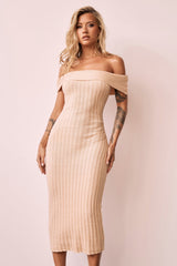 Hannah Knit Midi Dress - Beige