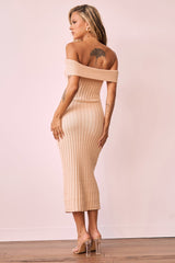 Hannah Knit Midi Dress - Beige