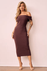 Hannah Knit Midi Dress - Brown