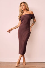 Hannah Knit Midi Dress - Brown