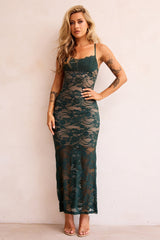 Feel It Still Lace Midi Dress - Forest Green