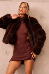 Rossana Faux Fur Jacket - Brown