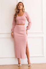 Sammy Knit Midi Skirt - Blush