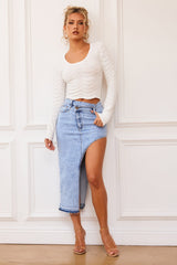 Avery Denim Midi Skirt - Denim Blue