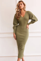 Reggie Knit Midi Dress - Moss