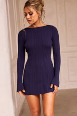 Make It More Knit Mini Dress - Navy