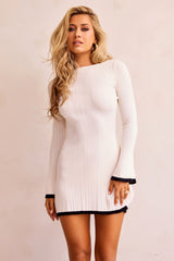 Geel Reed Knit Mini Dress - Cream