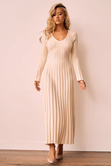 Flutter By Me Knit Maxi Dress - Beige