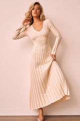 Flutter By Me Knit Maxi Dress - Beige