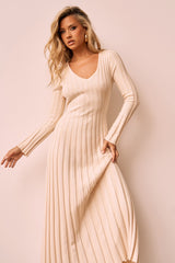 Flutter By Me Knit Maxi Dress - Beige