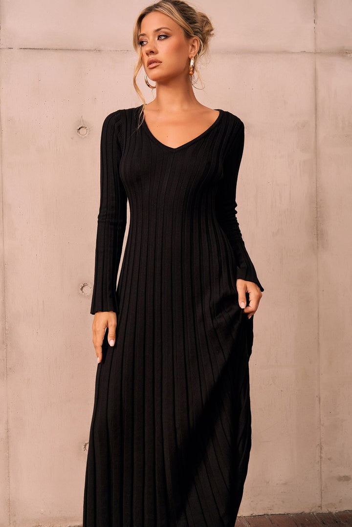 Flutter By Me Knit Maxi Dress - Black