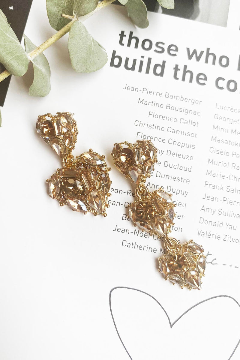 Sun Burst Heart Drop Earrings